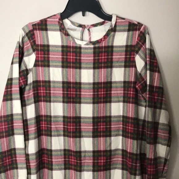 Hanna Andersson Women Plaid Flannel Ruffle Hem Dress Red Green 14-16