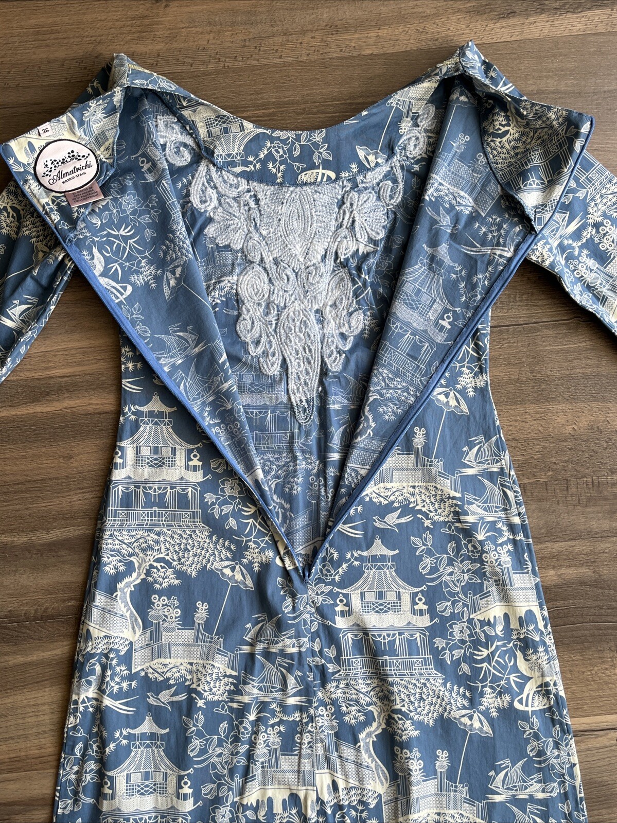 Almaritchi Madrid-Spain Women’s Sheath Dress Cotton Blend Embroidered Size 36