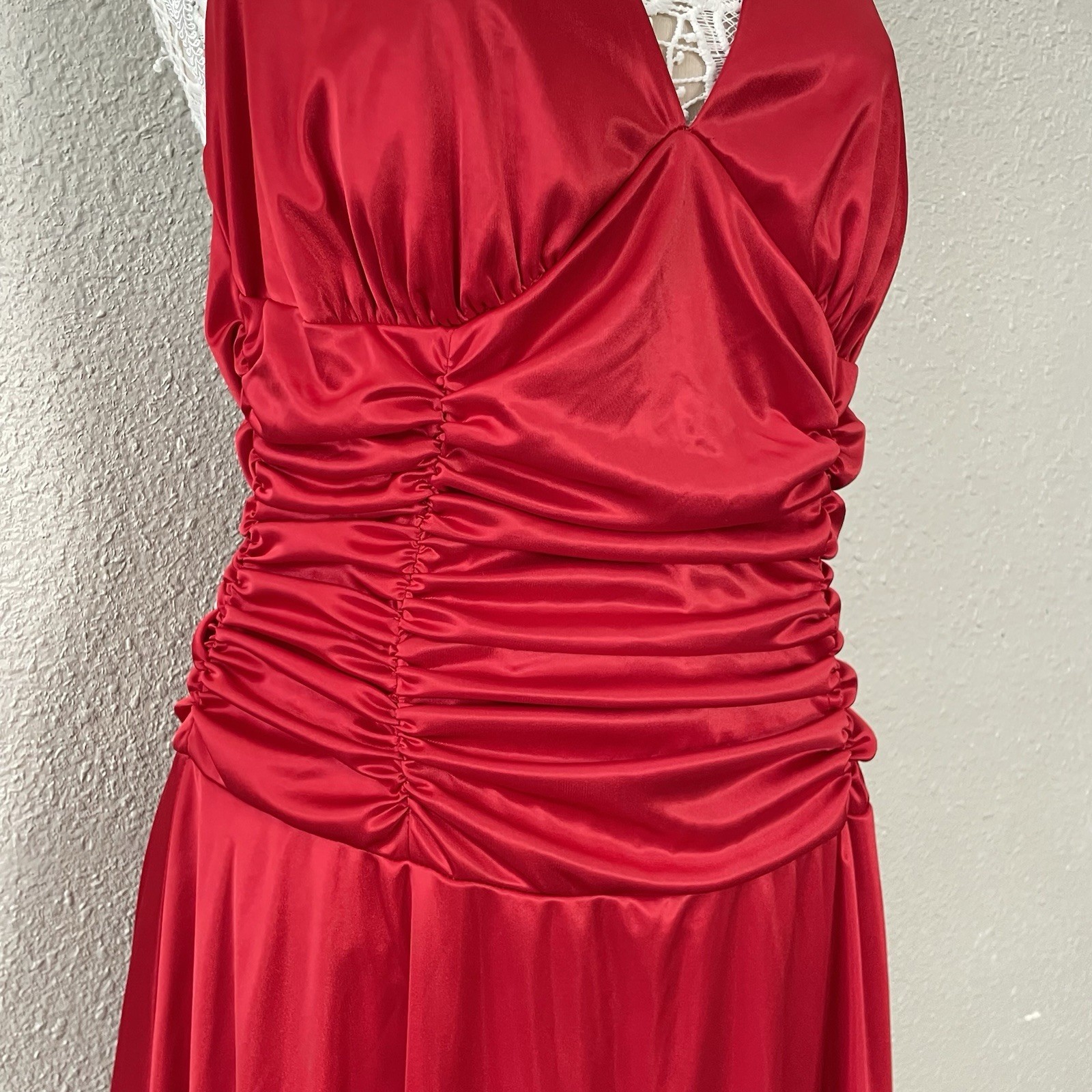 VTG Torrid Halter Midi Dress Plus 18 Shiny Mesh Trim Ruched Homecoming Y2K Glam