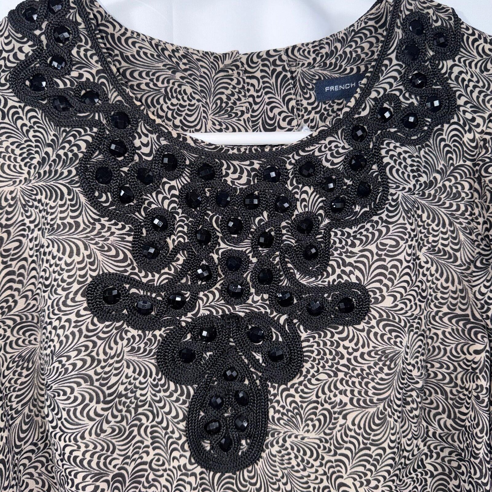 French Connection Printed Embellished Shift Dress 6 NWOT