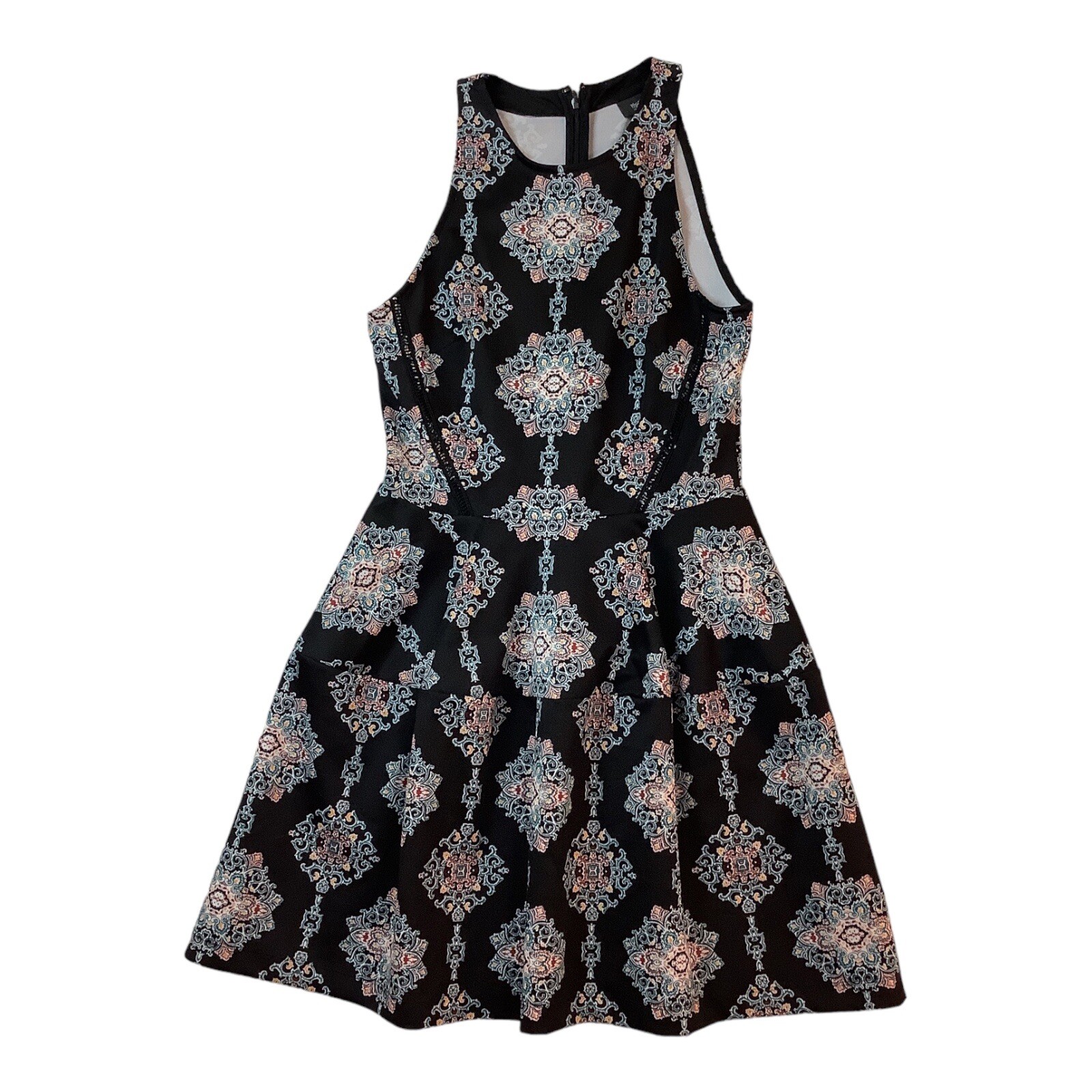 Mossimo Womens Fit & Flare Dress Size M Sleeveless Medallion Print Back Zip