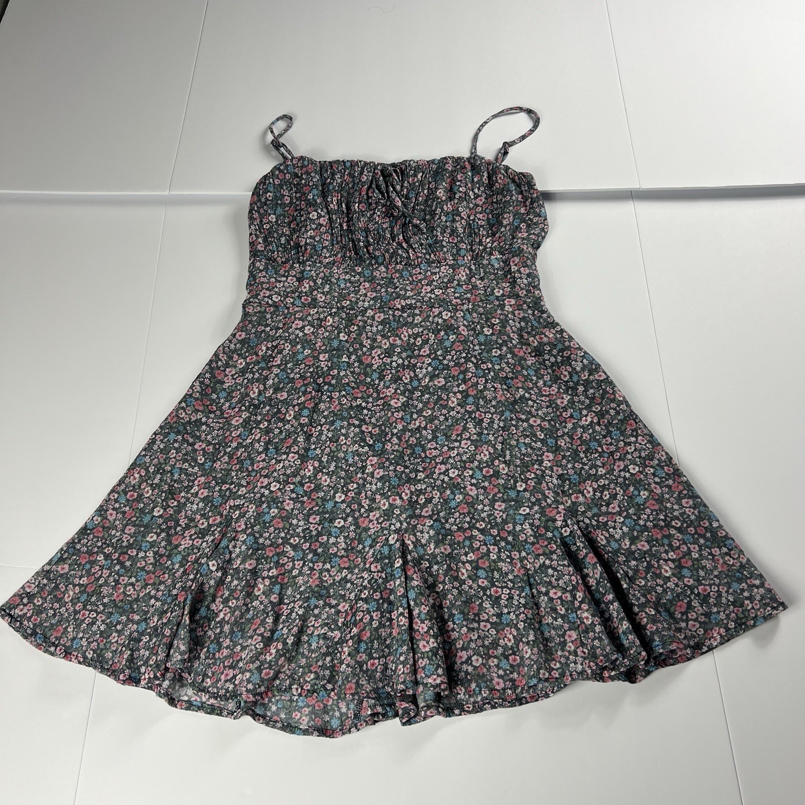 Miami for Francesca’s Women’s Adj Spaghetti Strap Bow Zip Back Lined Y2K Dress L