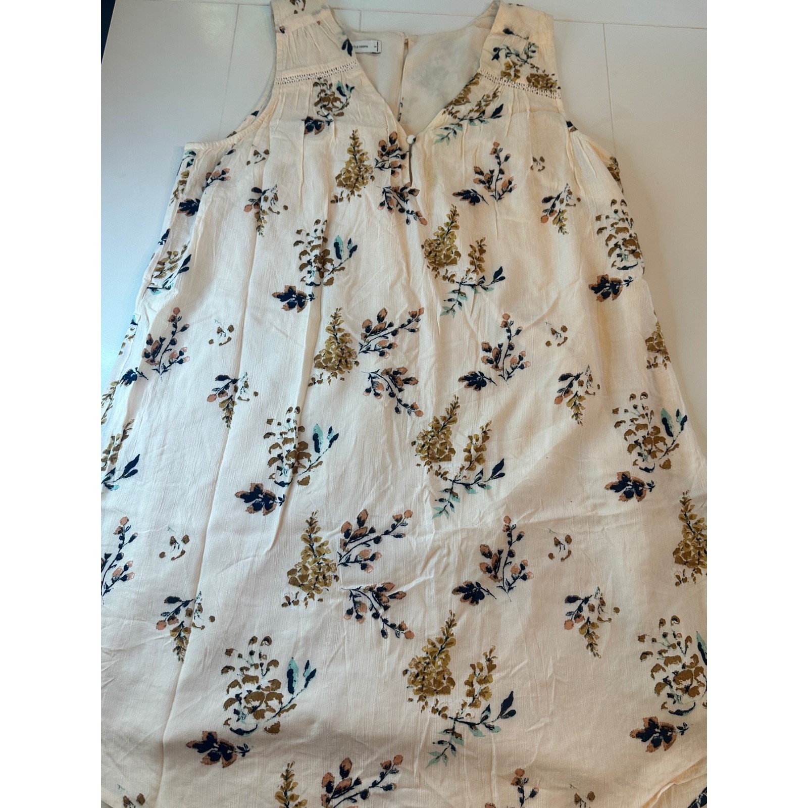 Gentle Fawn Floral Mini Dress Women Size S Cottagecore Boho Crochet Lace V-Neck