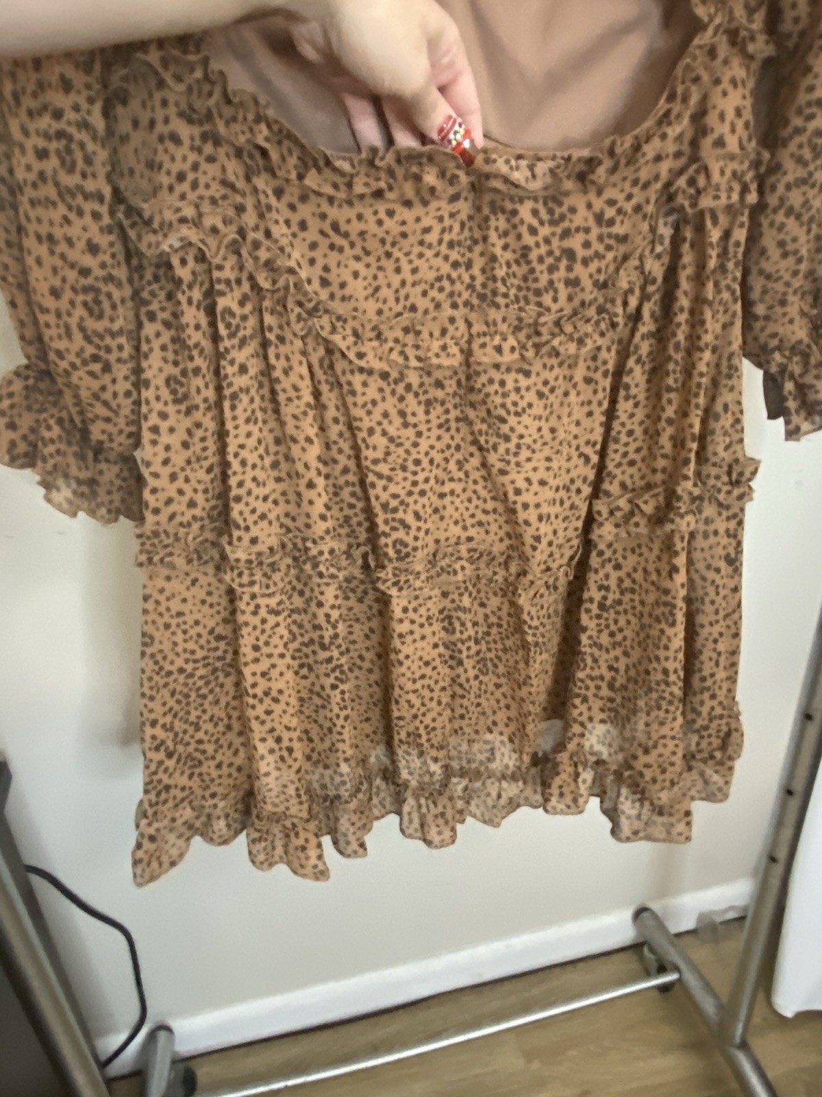 Leopard print ruffle mini| Romantic date night| Empire waist boho dress