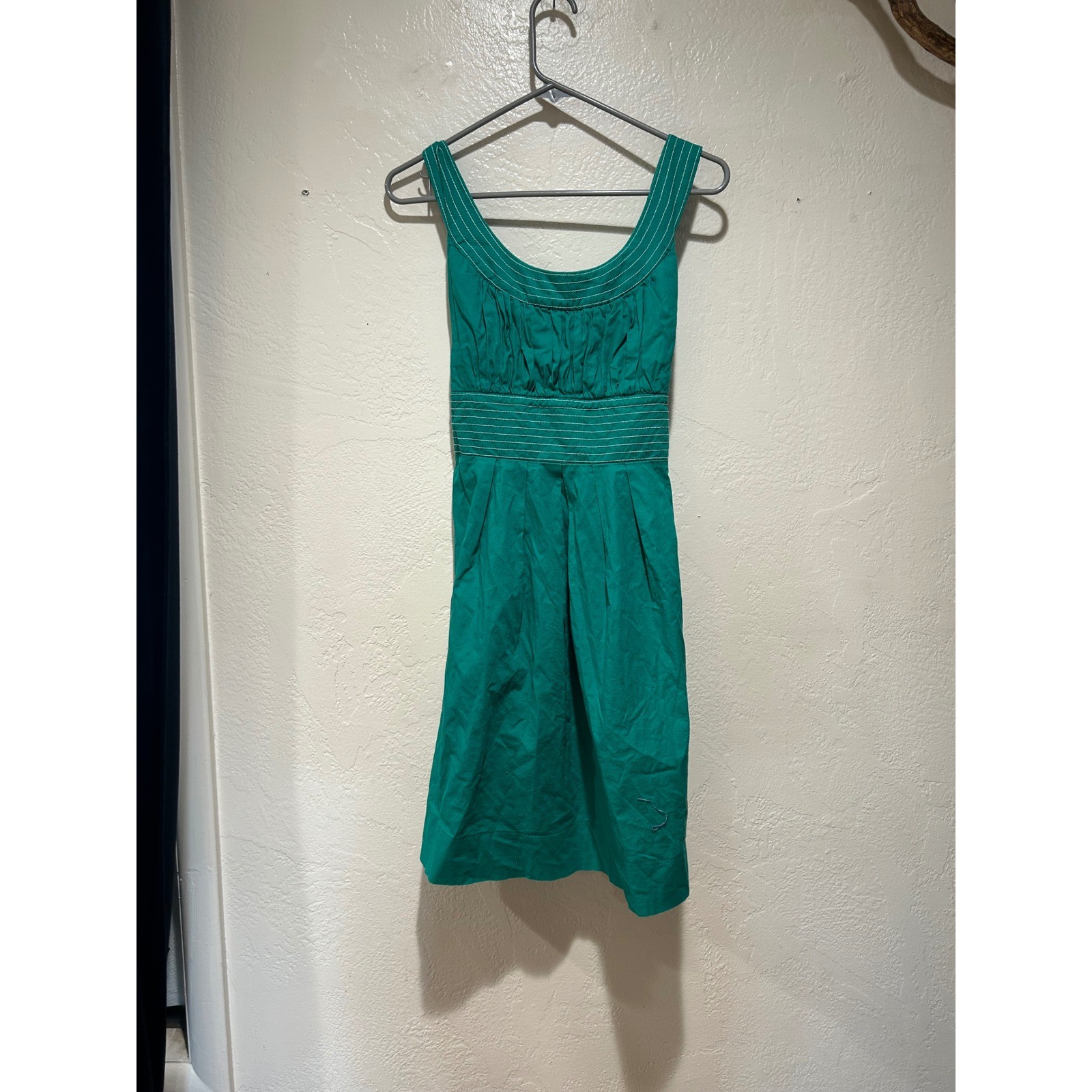 Maurices Womens Green Sleeveless Fit & Flare Sundress Contrast Stitch Large