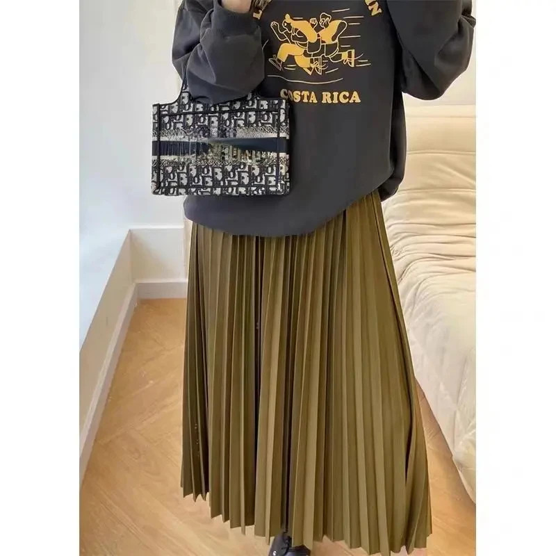 Temperament Jupe Chic Pleated Skirts for Women 2025 Faldas Mujer De Moda High Wa