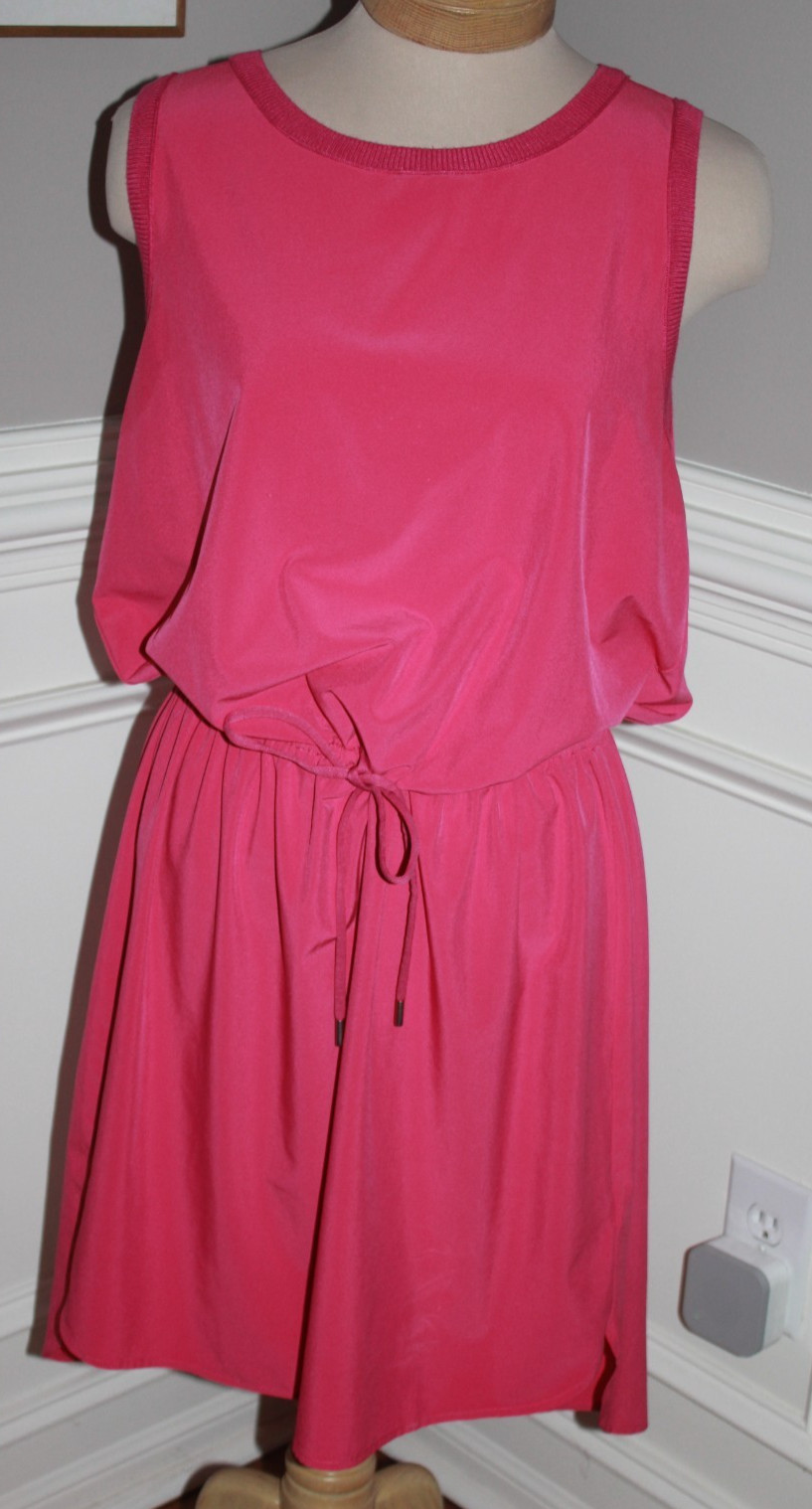 ATHLETA Rincon Stretch Athleisure Casual Travel Mini Dress pink drawstring L