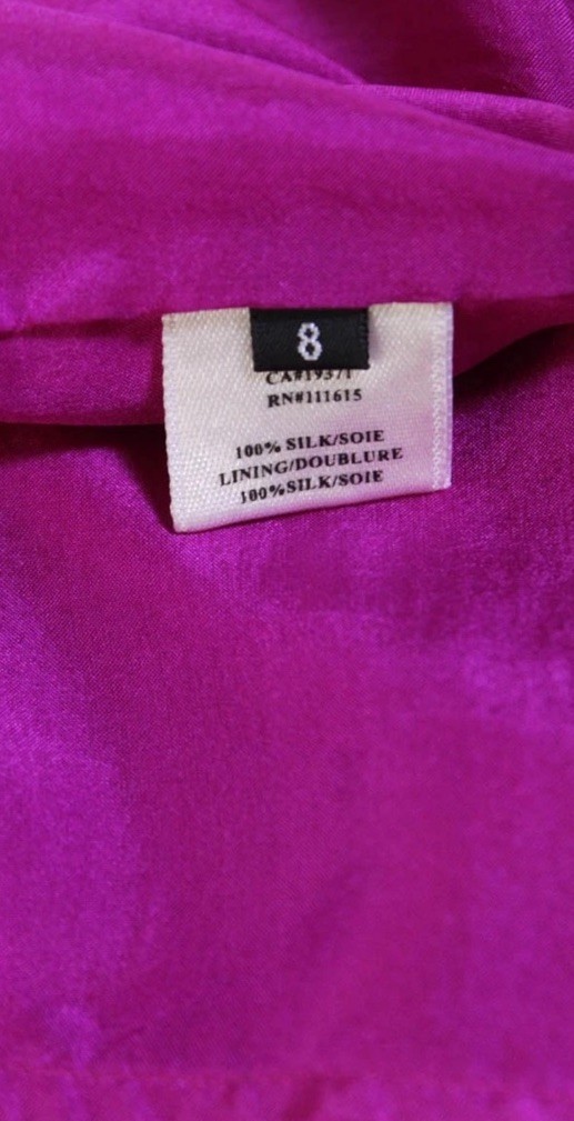 Robert Rodriguez 100% Silk Ruffle Drop Waist Shift Dress Magenta 8