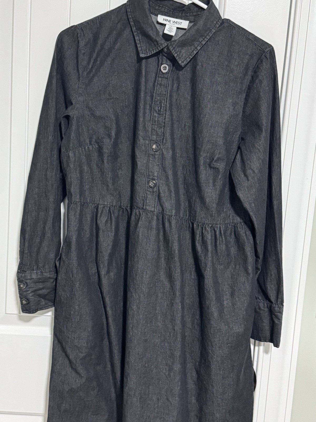 Nine West Lightweight Black Denim Shirt Dress Medium