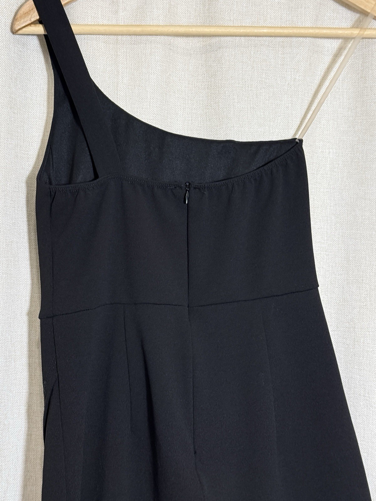 Black One Shoulder Assymetrical Jumpsuit Romper Women’s Small Blue Blush Fitted
