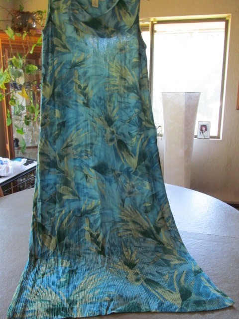 Vintage 90s Maxi Crinkle Dress Tie Back Fairy Grunge Garden Party Boho Size M