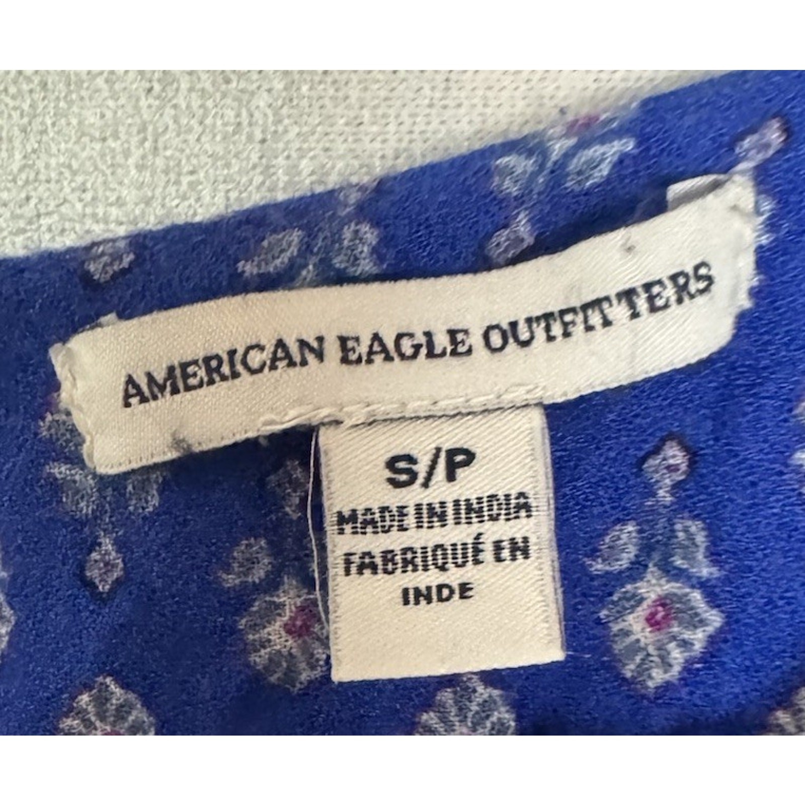 American Eagle Womens Boho Patchwork Mini Dress Kimono Sleeve Floral Flowy Sz S