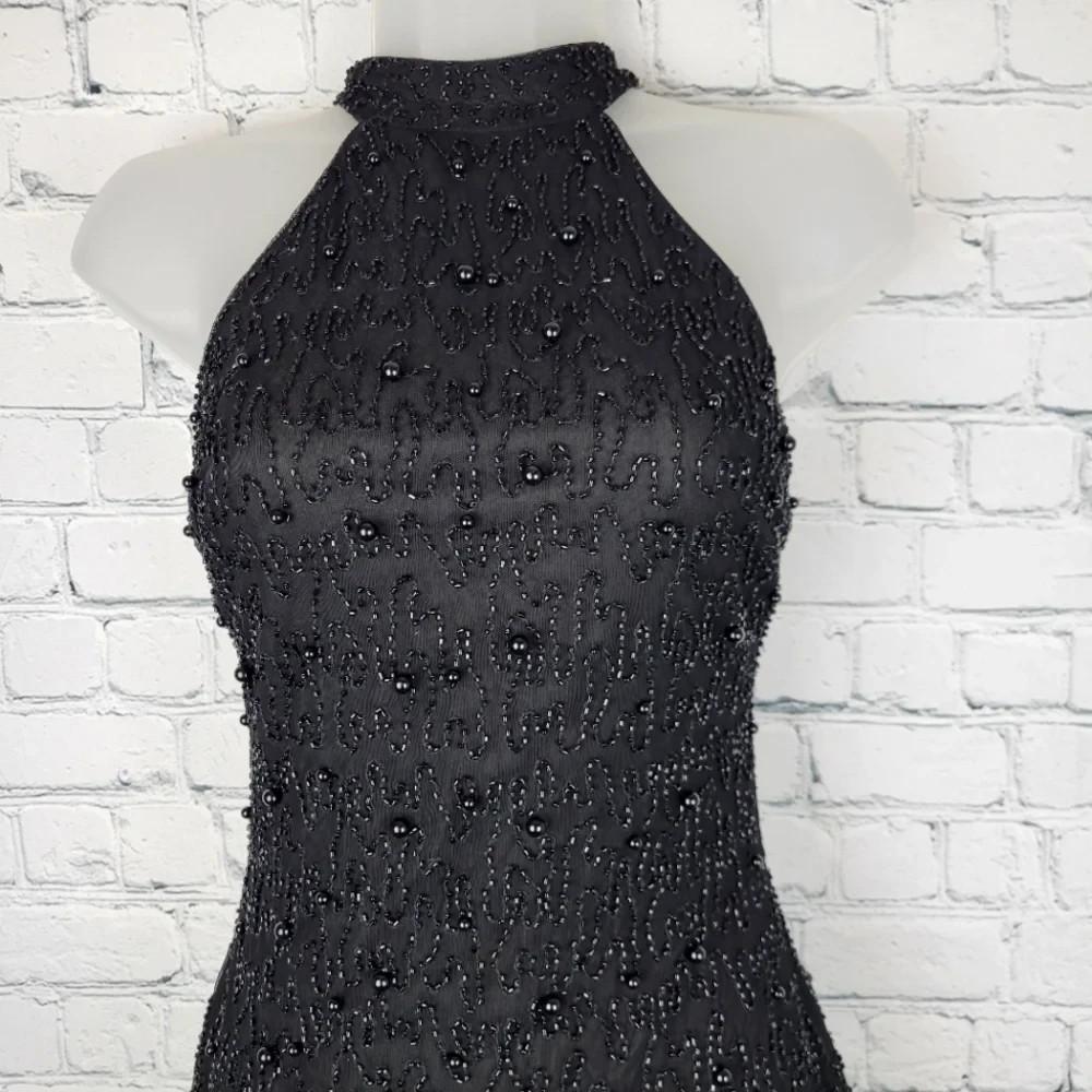 NWT Windsor Size M Black Beaded Backless Bodycon Mini Dress