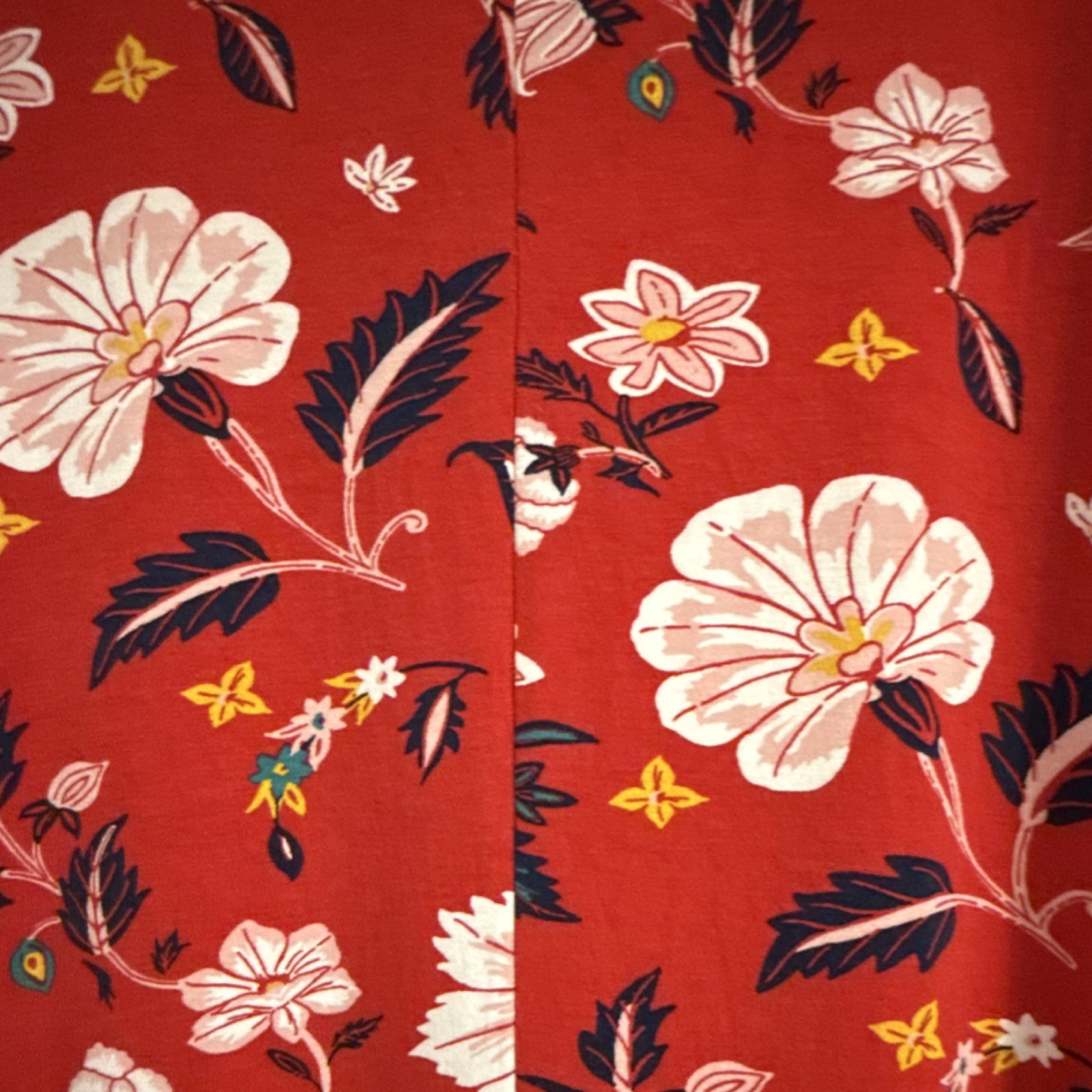 Old Navy Red Floral Long-Sleeve Mini Swing Dress XXL