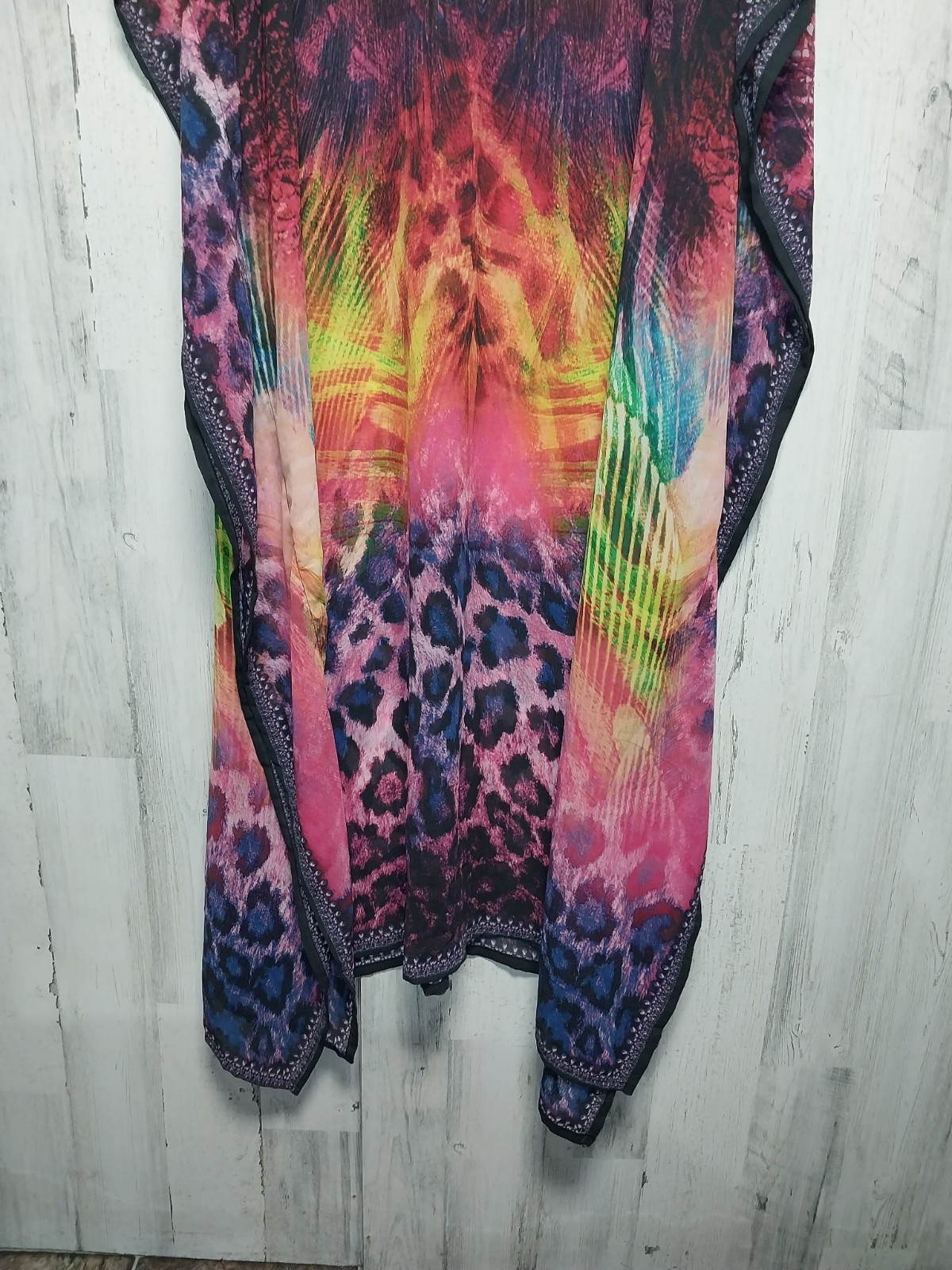Rima Chiffon Kaftan/cover up tunic jeweled digital print fits all sz S-M-L