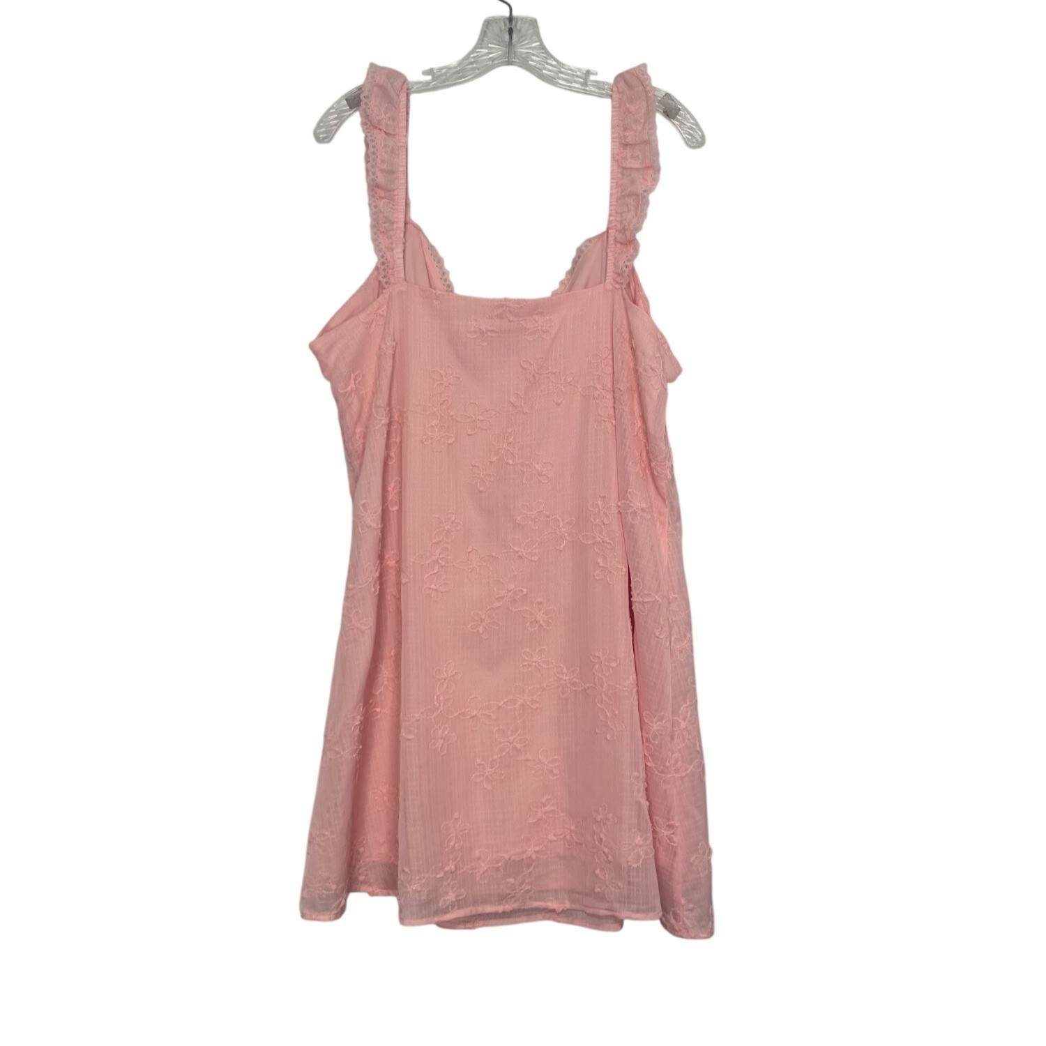 No Boundaries Ruffle Strap Dress XXL Pink New Floral Embroidered Mini Summer