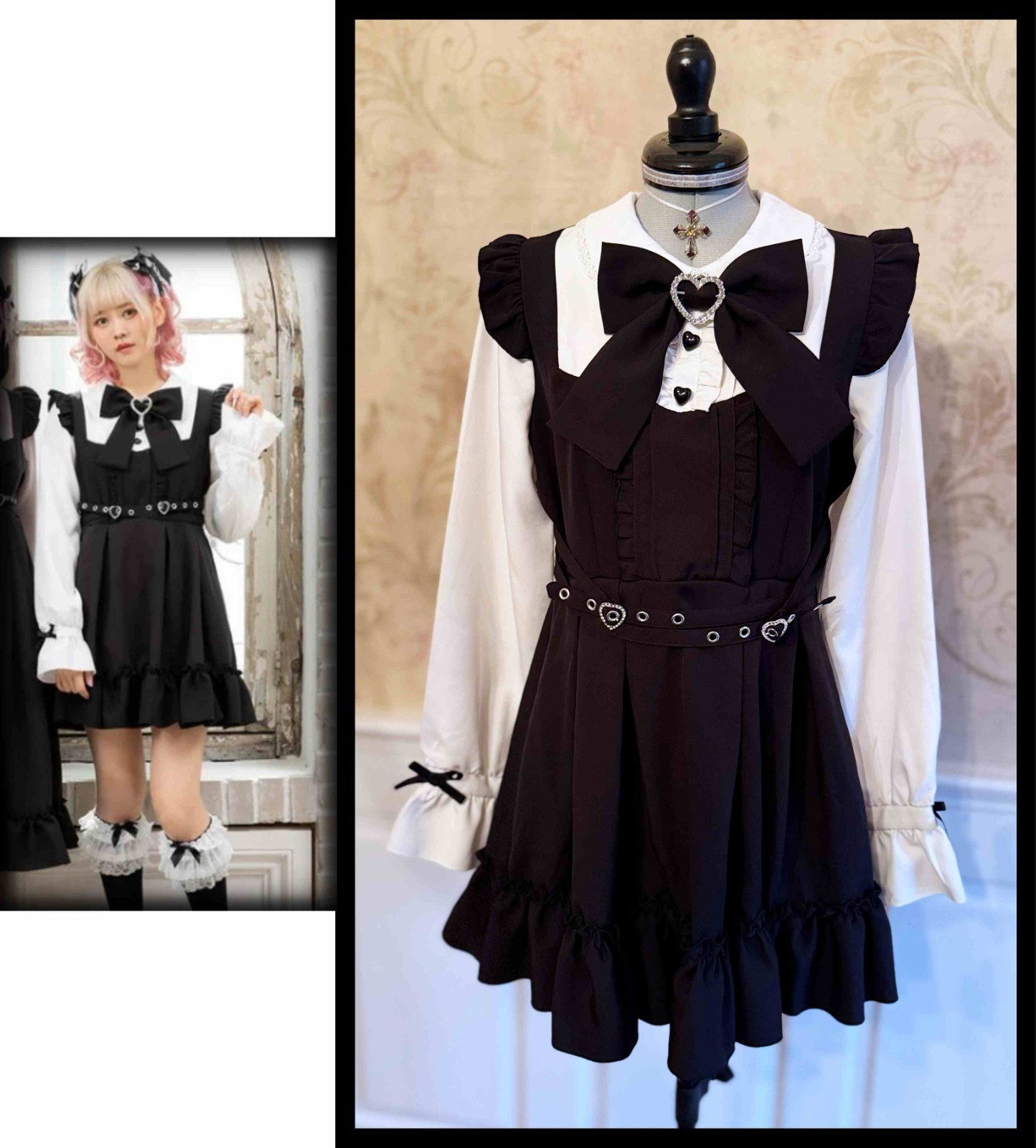 DearMyLove Kira Kira Heart Cross Belt OP Mini Dress M Jirai Kei J Fashion Lolita