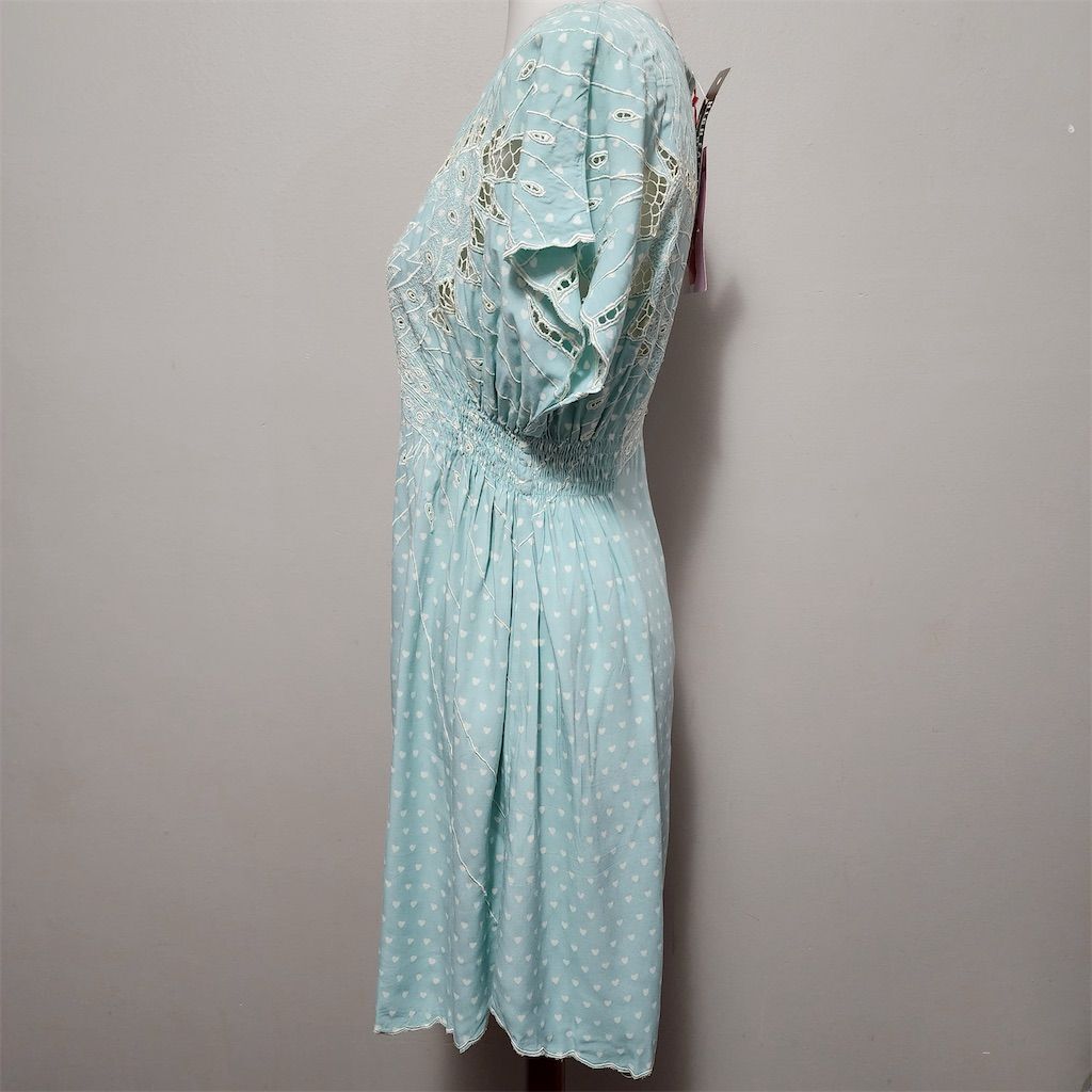 Sugarhill Boutique Heart Butterfly Dress Pastel Green M Short Sleeve