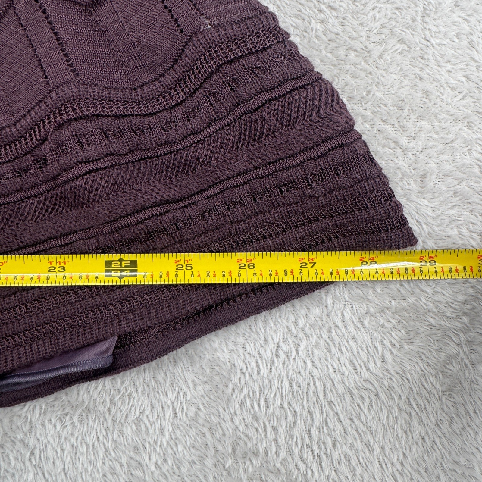 Vintage M Missoni Fit & Flare Sweater Dress Womens 40/4 Purple Flaws Cable Knit