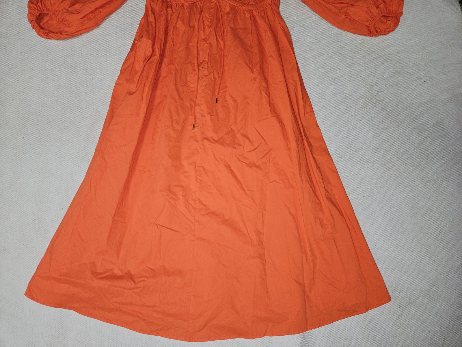 Brave + True Sunshine Cotton Poplin Midi Dress Vibrant Mandarin Orange Color