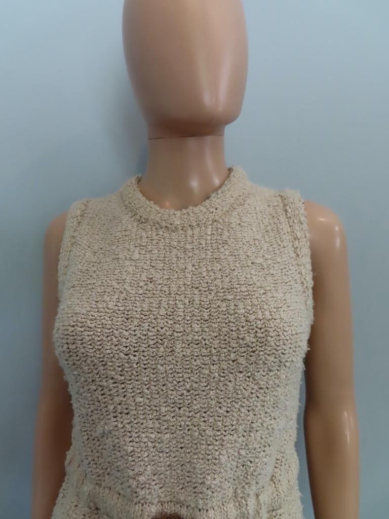 PRADA Beige Silk Boucle Construction Mini Dress Size 36/US 0