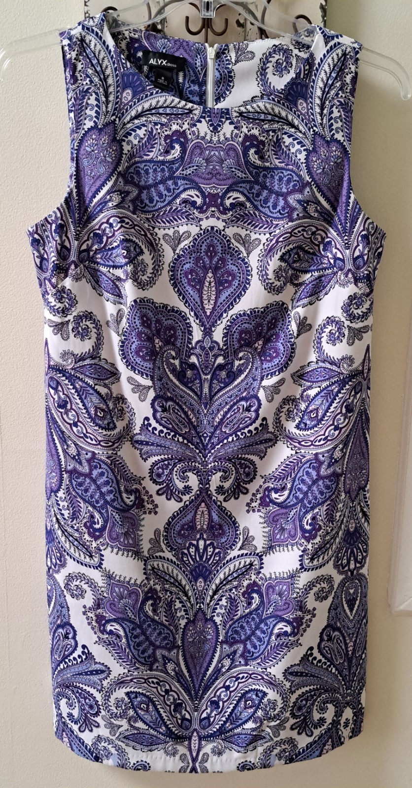 ALYX Women’s Sleeveless Shift Silhouette Dress Sz.8 Paisley Mod Retro Boho Chic