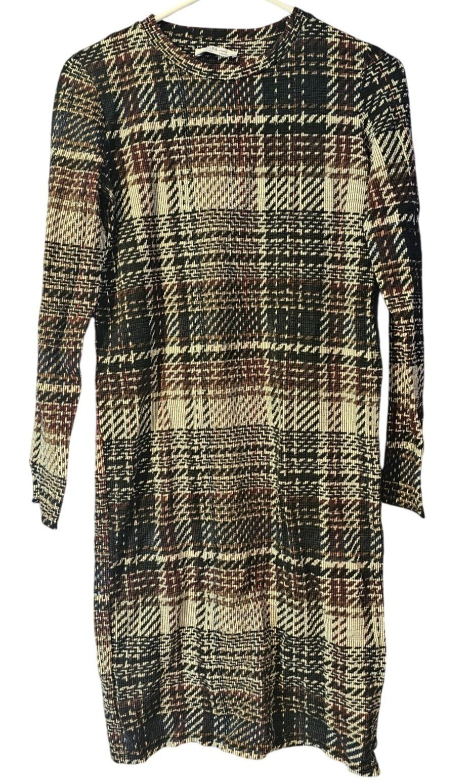 Zara Woman Plaid Long-Sleeve Midi Dress EUR/USA M MEX 28 Made In Portugal