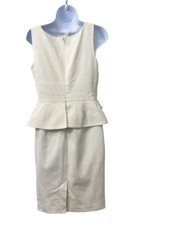Tom Ford Beige Peplum Knee Length Round Neck Dress Size 42 *Flawed
