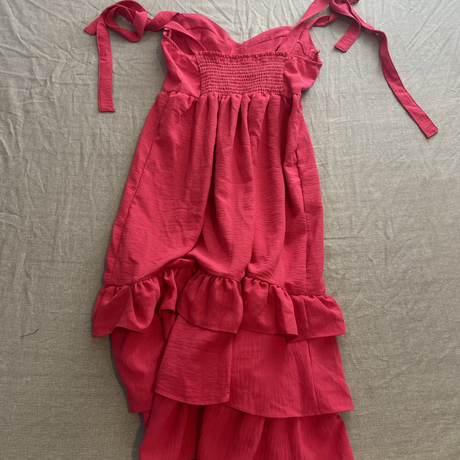 Sofia by Sofia Vergara Pink Ruffle Dress Womens Size Small Tied Shoulders Barbie