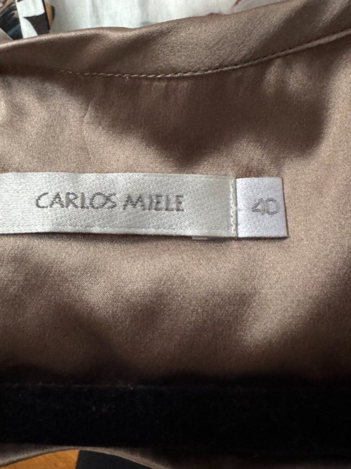 Carlos Miele 100% Silk Beaded Sequin Tiered Chiffon Cocktail Dress Taupe Size 40