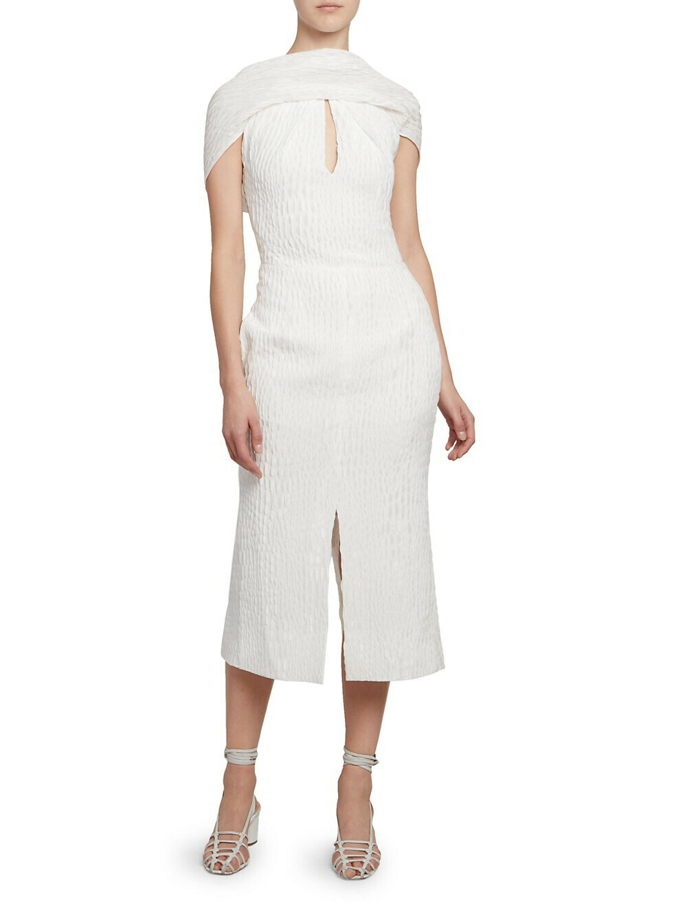 Roland Mouret Belem Rippled Silk Sheath Dress Keyhole-neckline Sz 10, $2,650 NWT