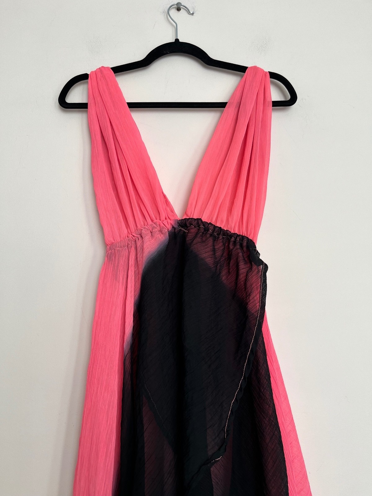 F&F Pink Black Ombre Pleated High Low Maxi Dress – Size M