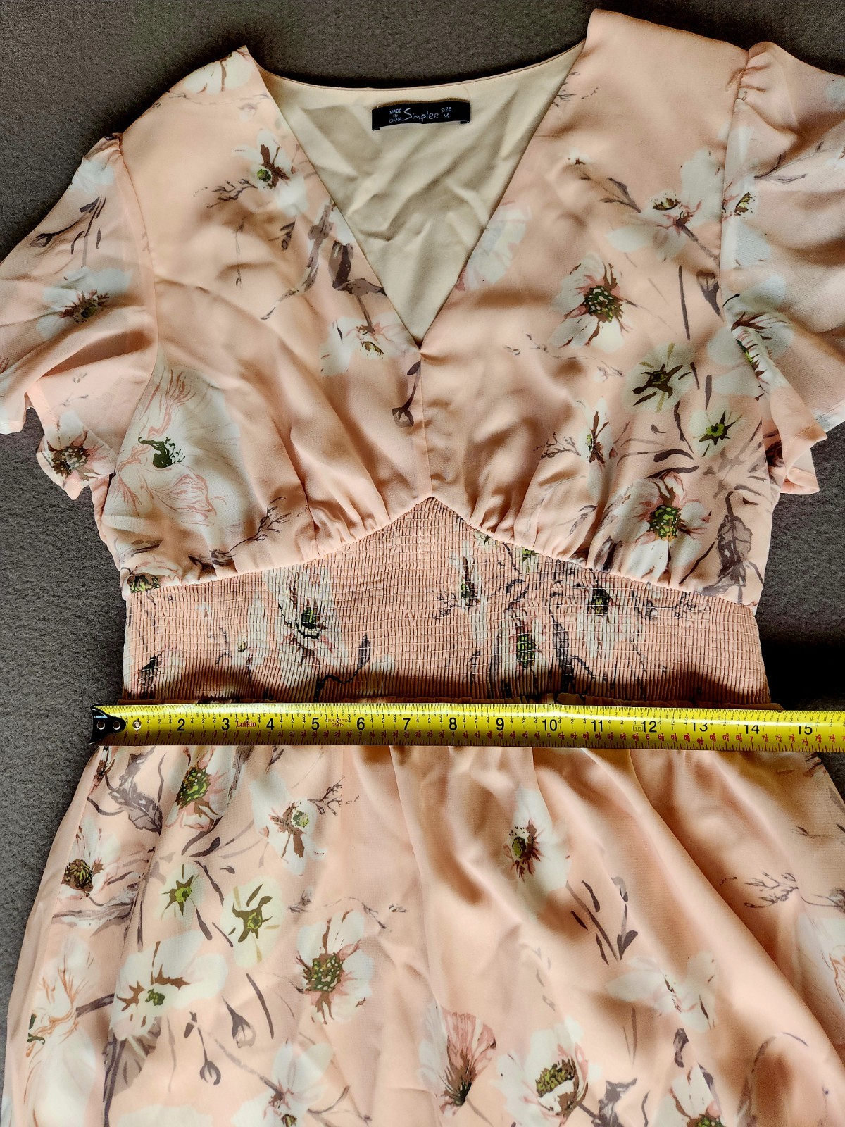 Simplee M Floral Chiffon Maxi Dress Peach Pink Cottagecore Wedding Guest