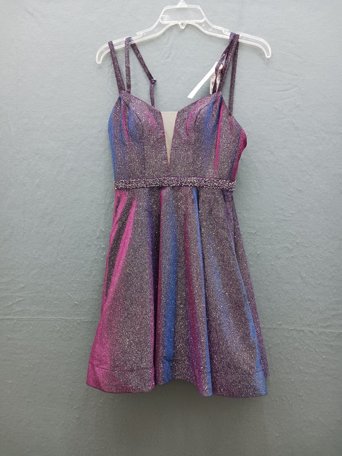 Unknown Women’s A-Line Mini 00 Purple Metallic Sleeveless Stylish Comfortable