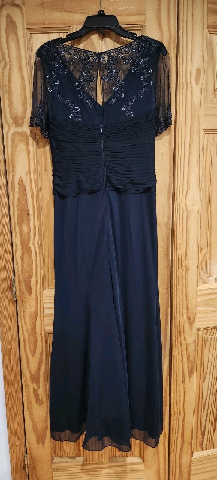 Adrianna Papell Occasions Navy Sequin Formal Evening Gown Petite 10P Dress