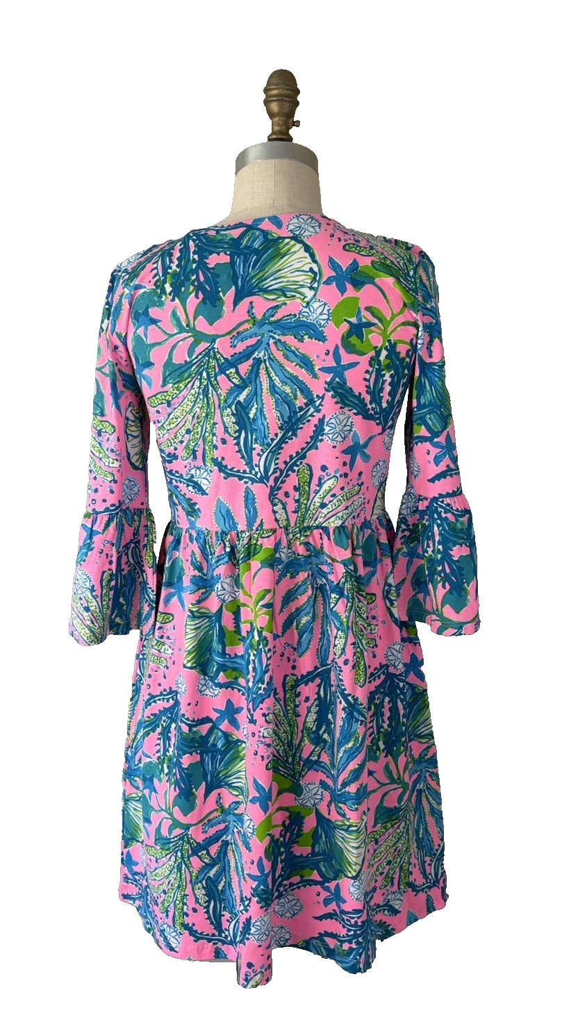 NWT Lilly Pulitzer Jannie V-neck 3/4 Sleeve Mandevilla Baby Hip Nautic Dress XL