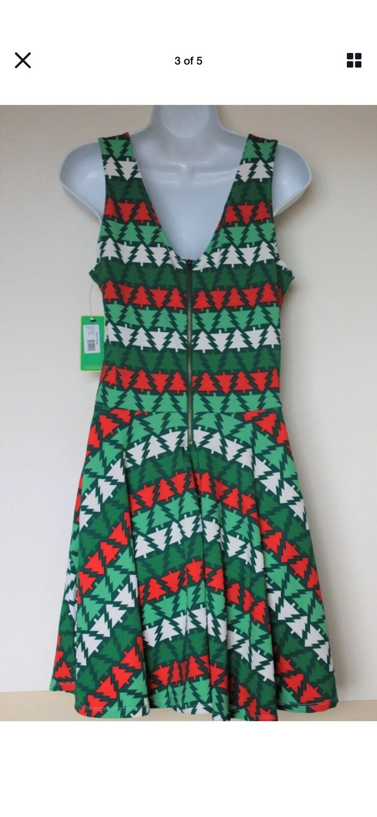 Tipsy Elves Christmas Holiday Red And Green Pine Tree Princess Dress S Small