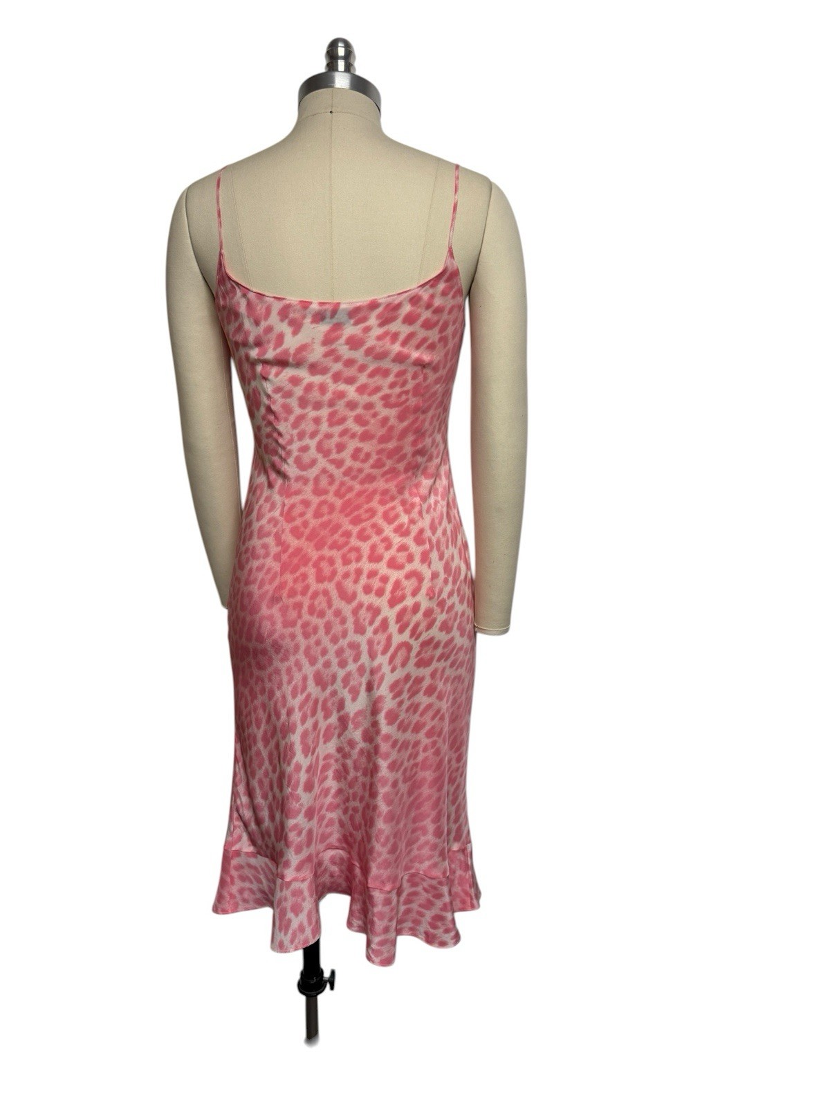 Vtg Moschino Cheap & Chic Pink Leopard Print Silk Slip Dress IT 44