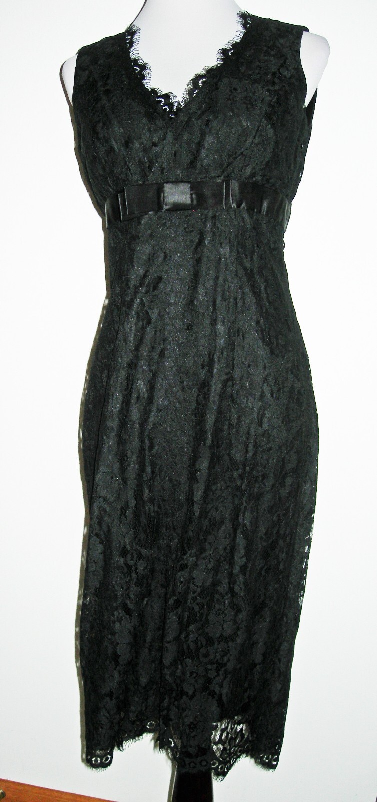 NWOT J. PETERMAN Black Lace Sheath Cocktail Party Dress 6 Midi