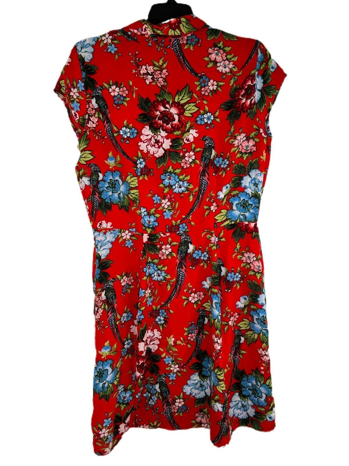 Women’s City Streets Red Tropical Button Down Dress Short Sleeve Size Medium