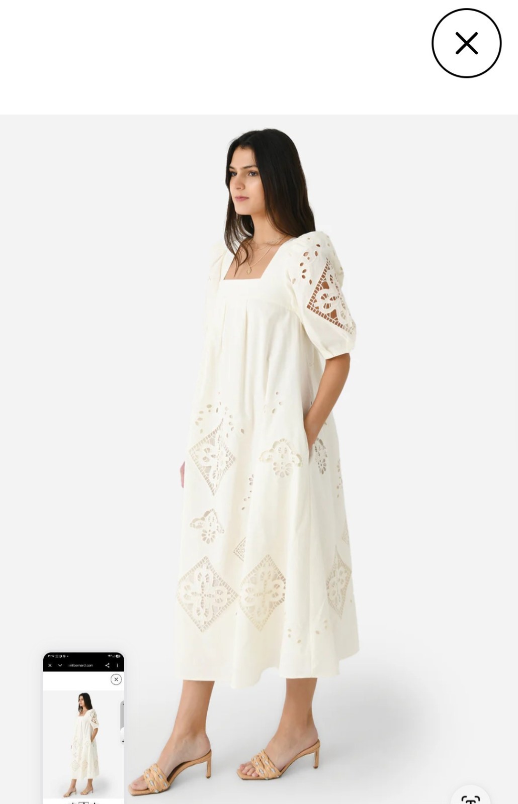 Hunter Bell Waverly White Eyelet Embroidered Square Neck Midi Dress XS
