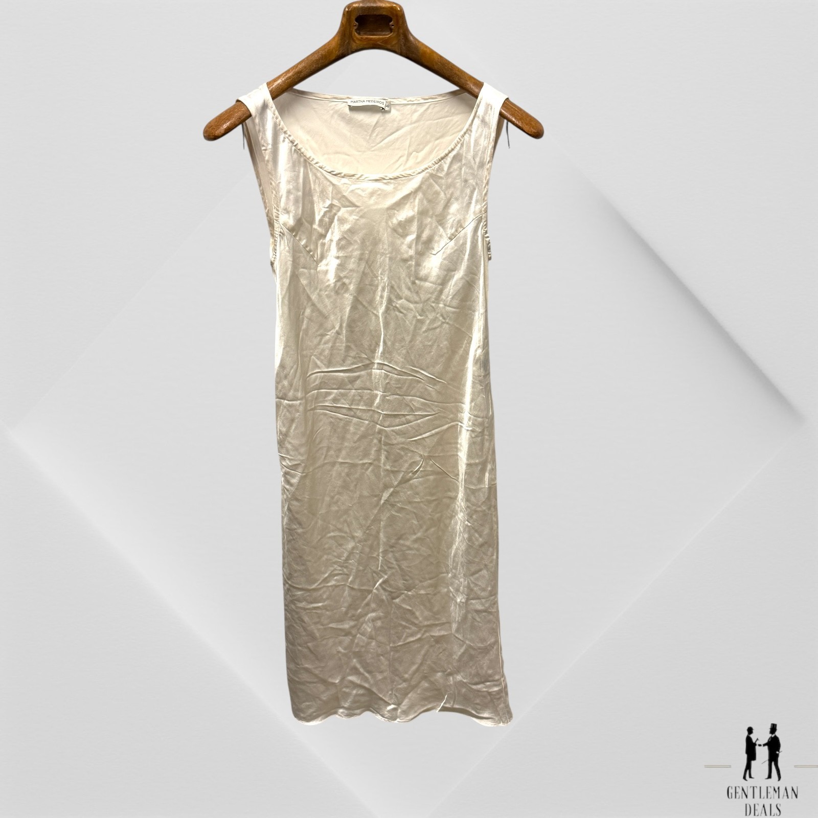 Martha Medeiros Ivory White 100% Silk Tank Slip Dress Size 42 US 6 M Medium