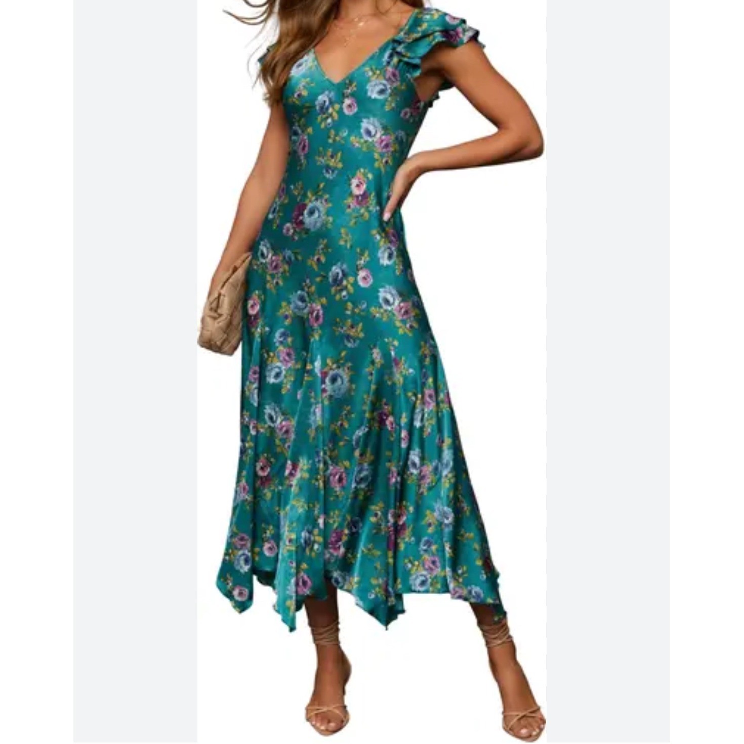 VICI Sweet Feeling Floral Satin A Line Dress boho retro 90s Y2K cocktail sz M