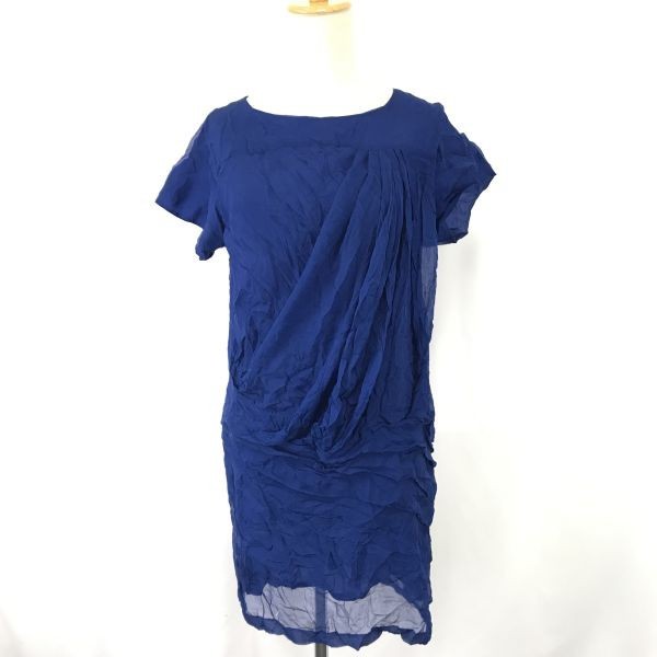 Made in Japan UNITED BAMBOO 100% Silk Sheer Dress 4 Blue Tops Shirts cBH628