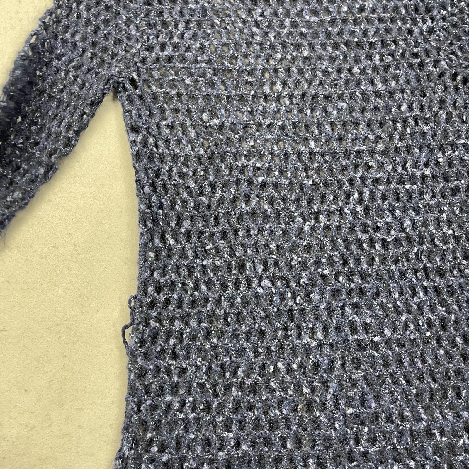 Free People Sweater Dress Womens Medium Blue Mohair Open Knit Sheer Turtleneck