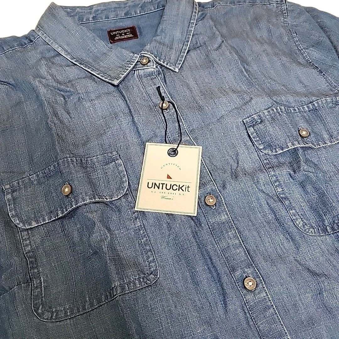 UNTUCKIT SIZE 18 Zara chambray Shirt Dress Regular Fit Long Sleeve Belted NWT