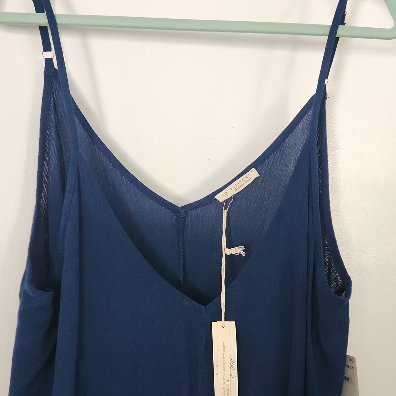 Lovestitch Blue V-Neck Sleeveless Strap Rayon Dress Plus 1X/2X IMP-7965MPJ