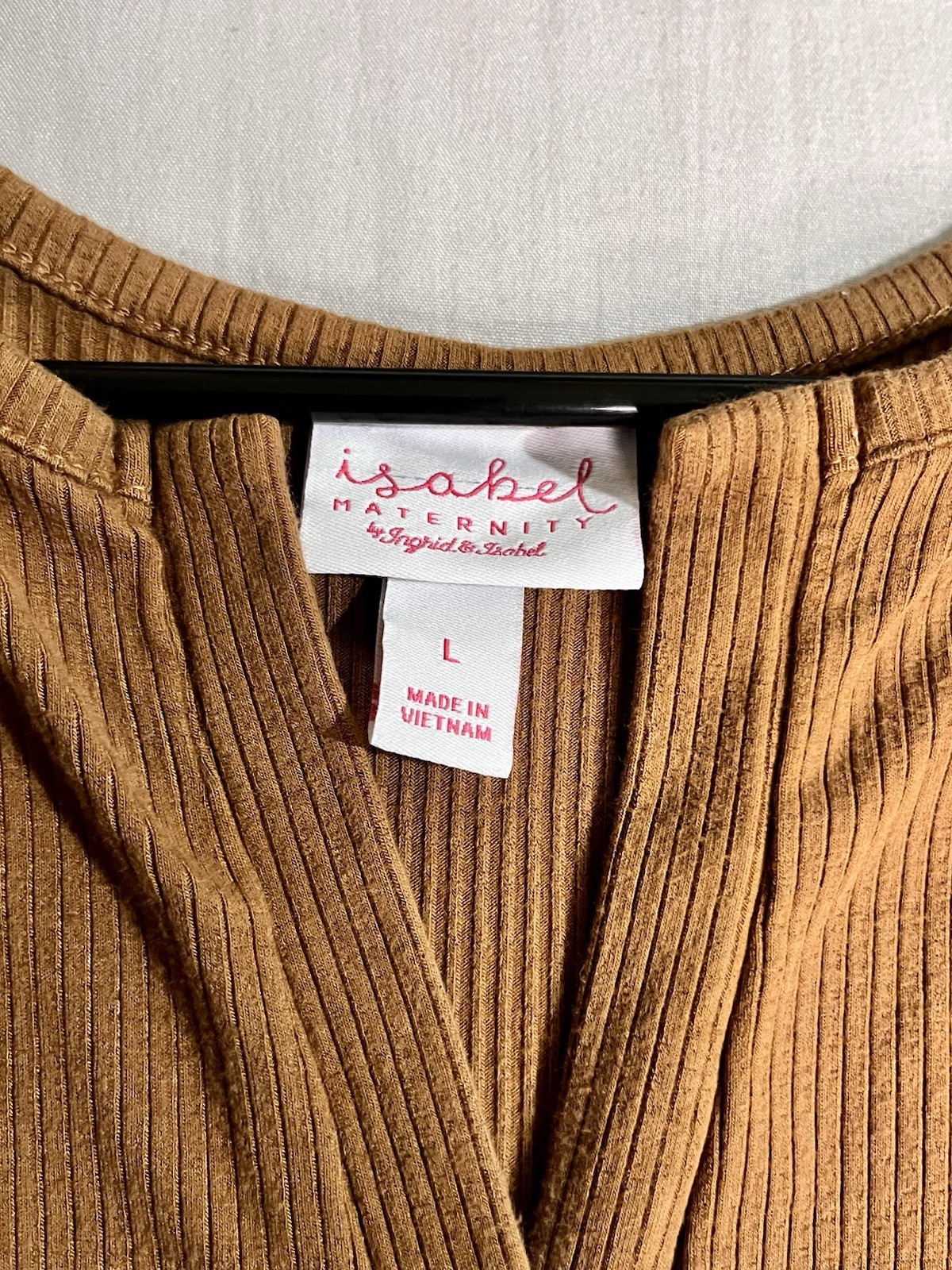 Isabel Maternity by Ingrid & Isabel 2pc Rib Knit Top Ruched Skirt Brown L