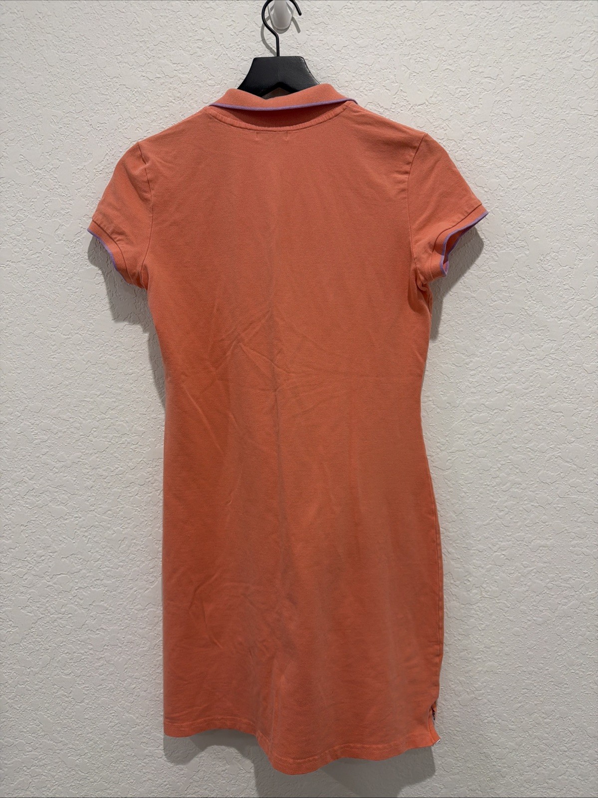 U.S. Polo Assn Y2K Preppy Peach And Purple Embroidered Collared Dress Sz Medium