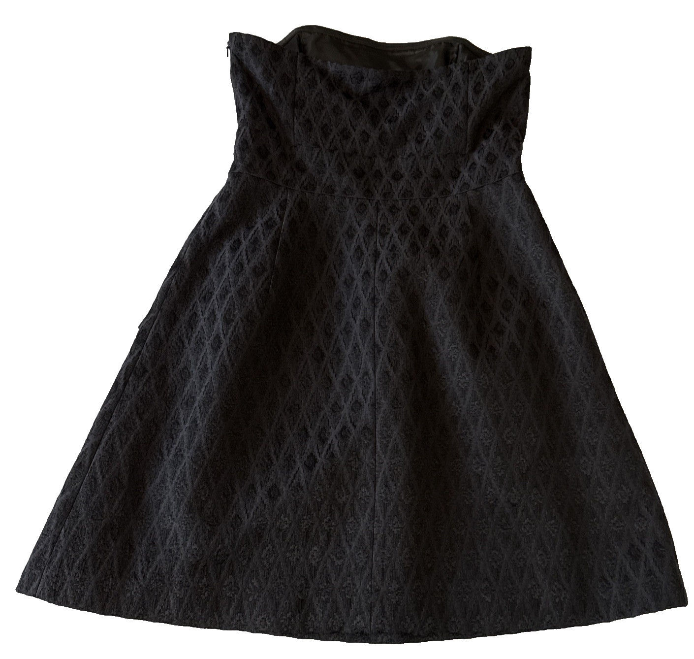 Halogen Strapless Fit & Flare Black Jacquard Dress Pockets 8 Little Black Dress